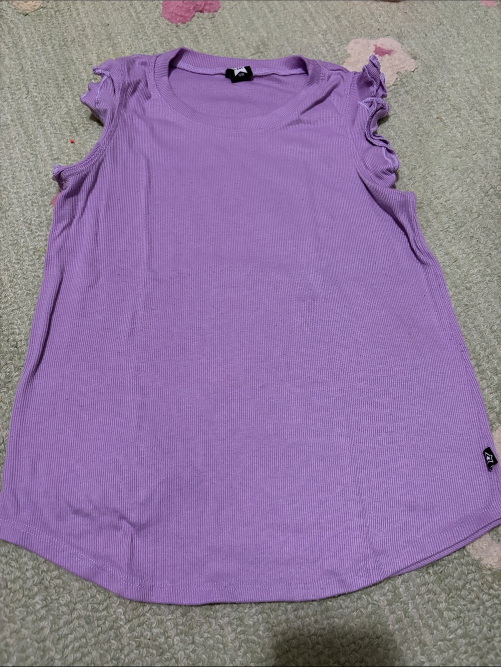 Girls' PixieLane Lavender Ruffle-Sleeve Ribbed Tee